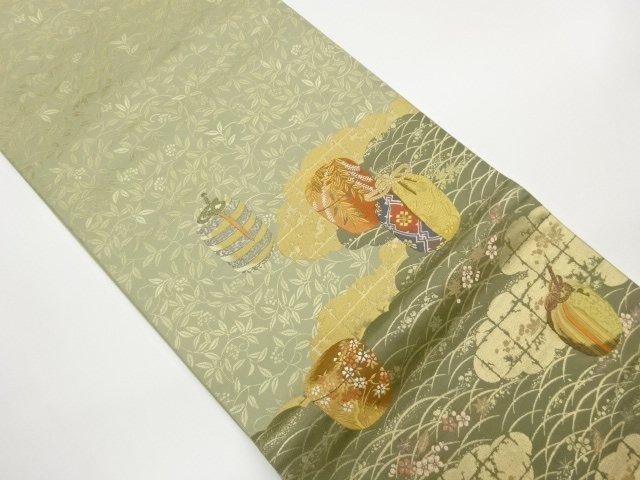JAPANESE KIMONO / FUKURO OBI / WOVEN SHIFUKU PATTERN & FLOWER